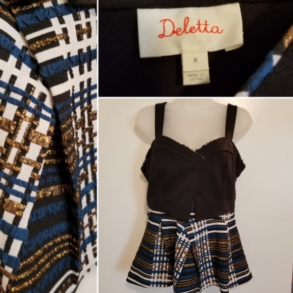 Anthro Deletta Nathalie Peplum Top in Black - Picture 3 of 6